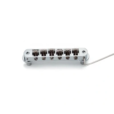 Image de Guyker Tune O Matic Chevalet de selle à rouleaux Espace pour cordes 10,5 mm avec trou poteau rechange 4,2 compatible guitare électrique Les Paul LP SG 6 GM015, chromé