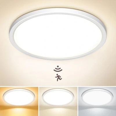 Image de NIBSHOOM Plafonnier LED avec Détecteur de Mouvement, 3000K/4000K/6500K 24W Étanche IP44 Lampe Plafond Rond, équipé d’un Radar, adapté pour Couloir, Escalier et Garage, 30 cm