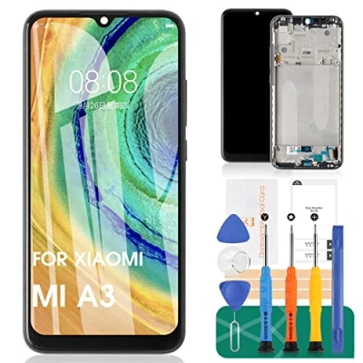 Image de Pour Xiaomi MI A3 Écran de remplacement CC9e LCD tactile Assemblage du numériseur Kits réparation avec cadre (Pas fonction empreinte digitale, Noir)