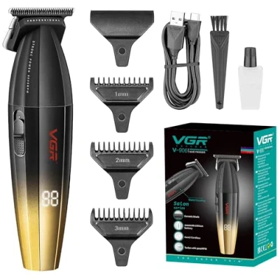 Image de VGR Tondeuse à cheveux professionnelle sans fil pour homme 9000 tr/min électrique USB C rechargeable 240 min batterie DLC et lames en céramique précision des bords de barbe Outliner Salon