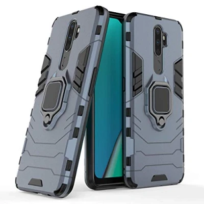 Image de MRSTER Coque pour Oppo A5 2020, Double Couche Renforcée Défense Antichoc Armure Housse Etui avec 360 Rotation Bague Support 2020 / A9 2020. HB Blue
