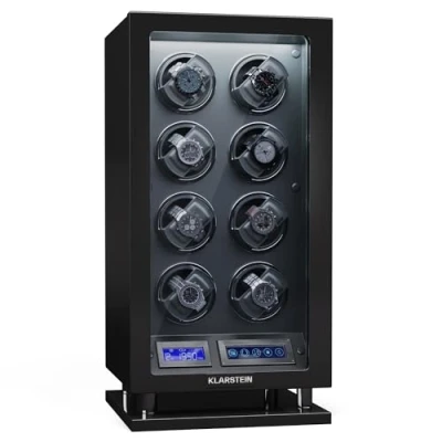 Image de KLARSTEIN Remontoir de Montre pour 8 Montres automatiques, Porte en Acrylique, LED Bleues, 5 réglages TPJ, Automatique