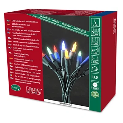 Image de Konstsmide 6310 520 Mini Guirlande d&#039;Eclairage Extérieur 140 LEDs 24 V Multicolore Câble Vert