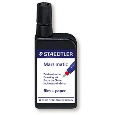 Image de Staedtler Mars Matic 745 Flacon D&#039;Encre De China Noir 22Ml Pour Papier, Calque, Polyester Maté