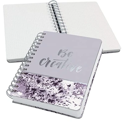 Image de SIGEL JN607 Carnet de notes à spirale premium, 16,8 x 21,5 cm, pointillé, couverture rigide, motif marbré, violet/blanc Jolie