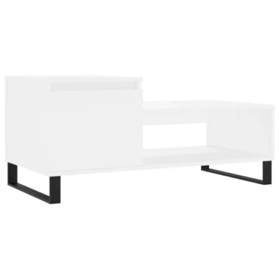 Image de vidaXL Table Basse, d&#039;Appoint avec 2 Compartiments et Porte, Bout de Canapé Pieds Salle Séjour, Moderne, Blanc Bois d&#039;Ingénierie