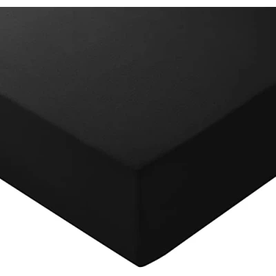 Image de Amazon Basics Drap Housse, 90 x 200 30 cm, en Polyester Microfibre pour Matelas Épais jusqu&#039;à Noir