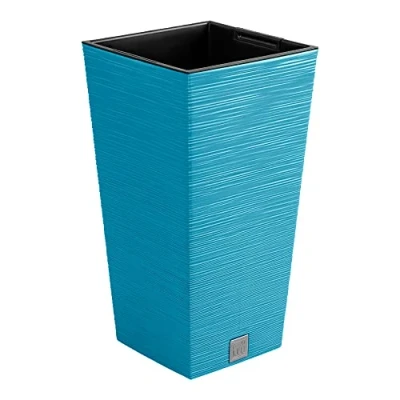 Image de Pot de fleurs avec reserve d&#039;eau 26x26x50cm bleu FURU