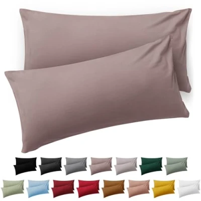 Image de Blumtal Taie Oreiller 40x80 Lot de 2 Housse Coussin Microfibre Taies d&#039;oreillers avec Fermeture enveloppe, certifiée Oeko Tex, Extra Douce et Lavable Taupe