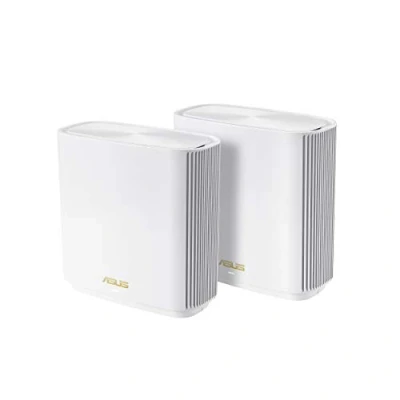 Image de ASUS ZenWiFi XT8 Blanc Pack de 2 Système Wi FI 6 AX Mesh, Tri Bande, 6600 Mbit/s, 500m2, AiProtection avec TrendMicro à vie, Port WAN/LAN 2,5 Gigabit + 3 LAN Gigabit, AiMesh