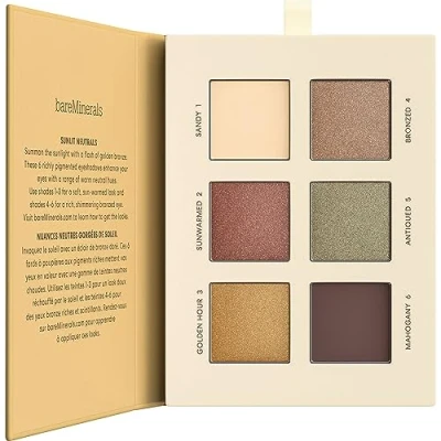 Image de bareMinerals Mineralist Eyeshadow Palette Sunlit 6 colors in warm neutral tones inspired by tropical coastlines at twilight x 7.8g (6 1.3g)