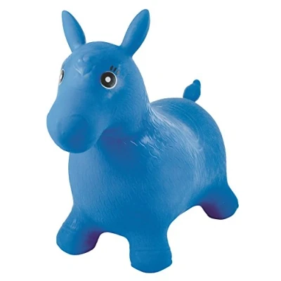 Image de Lexibook BG050 Poney Sauteur Gonflable Bleu avec Pompe Manuelle, 3 ans to 6