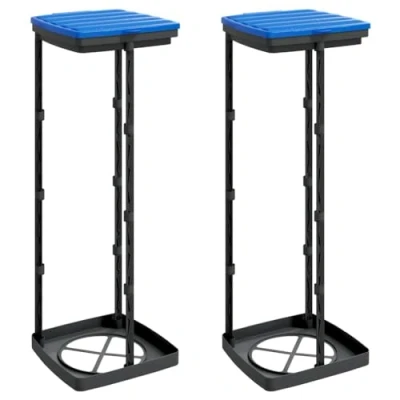 Image de vidaXL Porte Sacs poubelles 2 pcs Noir et Bleu 120 L PP