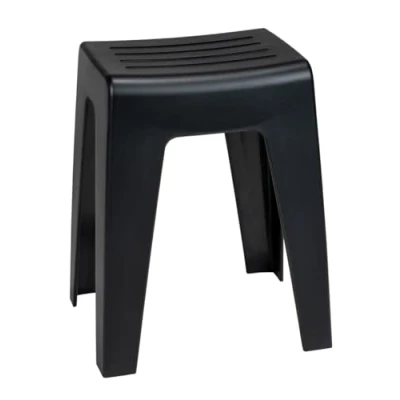 Image de WENKO Tabouret de Bain Kumba, en Plastique, au Design Moderne Haute qualité, pouvant Supporter des Charges jusqu&#039;à 120 kg, idéal pour Salle &amp; WC invités (l x h p) 38 47 32 cm, Noir