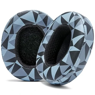 Image de Coussinets WC Wicked Extra épais pour Casque Skullcandy Crusher/Evo/Hesh 3 et Plus Durabilité épaisseur améliorées Confort amélioré Isolation phonique Geo Grey