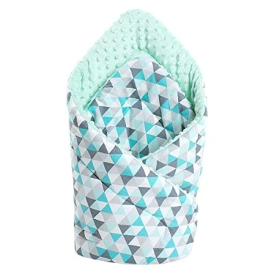 Image de Medi Partners Oreiller Minky 100% Coton 75x75cm Gigoteuse bébé Double Face Doux Toute l&#039;année Multifonction hypoallergénique pour bébés (Triangles à la Menthe Minky)