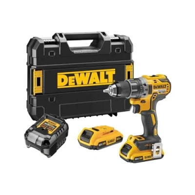 Image de DEWALT Perceuse Visseuse Compact Brushless XR 18V Li Ion 2Ah sans Fil avec Coffret TSTAK, Éclairage LED, 2 Batteries/Chargeur Vitesses (0 550/2000 tr/min) 460W DCD791D2 QW
