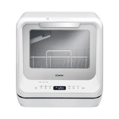 Image de Bomann TSG 757010 Mini Lave vaisselle avec ou sans raccordement à l&#039;eau 5 programmes Réservoir d&#039;eau 5L et éclairage intérieur 2 niveaux de pulvérisation Blanc