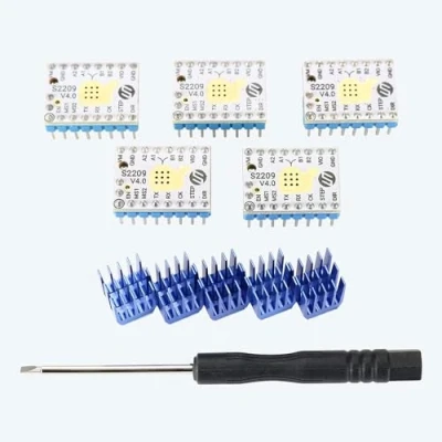 Image de d&#039;imprimante 3D Stepstick Mute TMC2209 V4.0 Mode UART de pilote moteur pas à avec dissipateur thermique pour Rampes Reprap1.4 MKS Gen/SKR V1.3 GEN L1.4/1.5/1.6 Carte contrôle 5Pcs