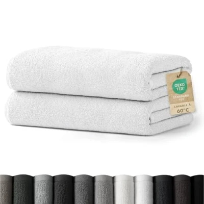 Image de Blumtal Serviette Sauna Blanc De en Coton 80x200 Bain Lot 2 Certifié Oeko TEX®