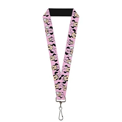 Image de Buckle Down Lanière 1.0 Minnie Mouse Expressions Polka Dot Rose/Blanc Chaîne de clé, Multicolore, Taille Unique Mixte