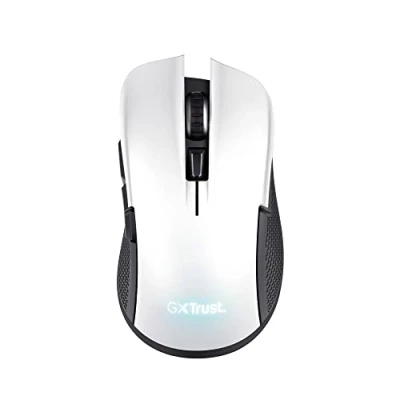 Image de Trust Gaming GXT 923W Ybar Souris sans Fil Rechargeable, 200 7200 DPI, Faible Latence 2.4GHz, 69% de Plastiques Recyclés, Gamer RGB pour PC, Ordinateur, Windows Blanc