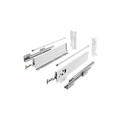 Image de GTV Modern Box Tiroir, Fermeture Silencieuse, Charge jusqu&#039;à 40 kg, Installation Simple, Système de Tiroirs, Synchronisation du Trajet des Glissières L=400 mm H=210 mm, Blanc, PB D KPL400C1