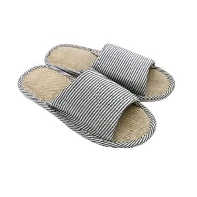 Image de AioTio Femmes et Hommes Cotton Flax Casual Soft Light à Bout Ouvert Pantoufles Maison Confortables Respirables Antidérapant pour intérieur extérieur(42/43 EU,Marine)