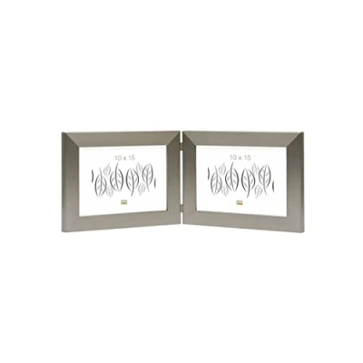 Image de Deknudt Frames S41VD1 H2H Cadre Photo Diptyque Horizontal Résine Argenté 10 x 15 cm