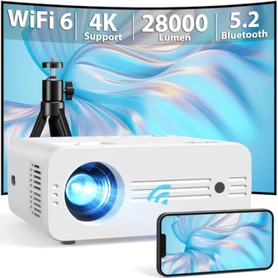 Image de Projecteur 5G WiFi Bluetooth, 8500 Lumens AKIYO Vidéoprojecteur, 1080P Native 4K Supportée LED Home Cinéma, Compatible avec iOS/Android/PC/PS5/NS/Fire Stick (avec Trépied)