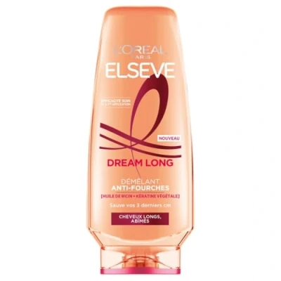 Image de L’ORÉAL PARIS Après Shampooing Démêlant Anti Fourches Pour Cheveux Long et Abîmés Enrichi en Kératine Végétale Huile de Ricin Elseve Dream 250 ml