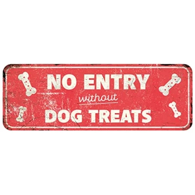 Image de D&amp;D Home, Panneau d&#039;avertissement Attention au Chien, 40x13x0,3 cm, Version Anglaise, Fond Rouge, en métal résistant à la Rouille avec Un Texte Amusant