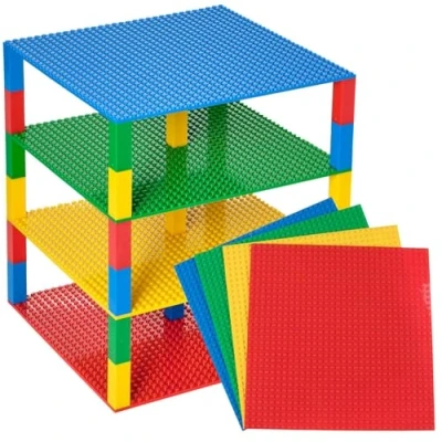 Image de 4 plaques de base stackers 2x2 tour 25,4 x cm rouge, jaune, vert, bleu