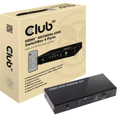 Image de Commutateur vidéo/audio Club 3D CSV 1370 4 x HDMI Couleur Noir