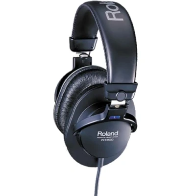 Image de casque stéréo RH 200 Roland, couleur noire, câble à spirales Un de monitoring au son clair et précis, confortable pour travailler en studio