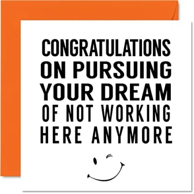 Image de Cadeaux de départ pour collègues, femmes, hommes Not Working Here Anymore Carte vœux humoristique « Sorry Your Leaving Good Luck In New Job », 145 mm x mm, cadeau amusant