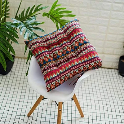 Image de Hotgreenpepper Lot de 2 Coussins Chaise rembourrés avec poignées à Nouer pour Fixer la Bien Garni Entretien Facile Lavable en Machine 45cm*45cm Retro