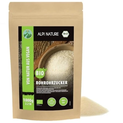 Image de sucre de canne brut bio (1kg), bio, roux et 100% naturel, complet sans additifs