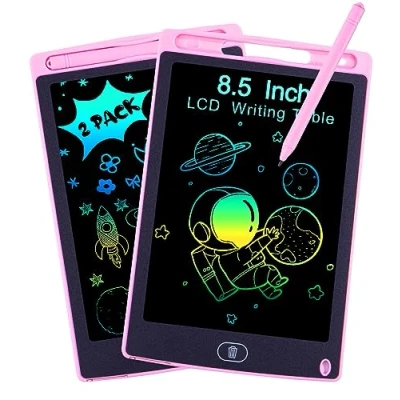 Image de 2 Pièces Tablette d&#039;écriture LCD de 8,5Pouces, Dessin Enfants, Ardoise Magique, Table Enfant Coloré, Jouet Educatif 7 Ans Filles et Garçons, Cadeaux d&#039;anniversaire rose+rose