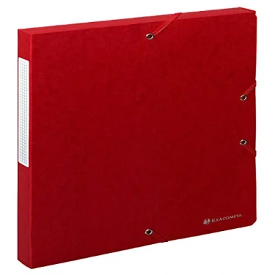 Image de Exacompta Réf. 50705E 1 boite de classement avec élastiques Scotten en carte lustrée gaufrée 600g/m2 dos 2,5 cm dimensions 25 x 33 pour documents A4 couleur rouge livrée montée