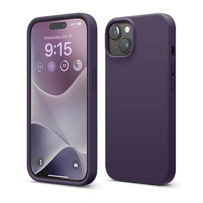 Image de elago Coque Silicone Liquide Compatible avec iPhone 15, Qualité Supérieure, Protection Intégrale [Structure Antichoc 4 Couches], Doublure Microfibre Douce Anti Rayures (Violet Intense)