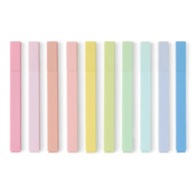 Image de Amazon Basics Lot de 10 surligneurs pastel, pointe biseautée, sans bavure même sur les bibles, Assortiment