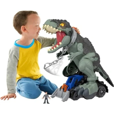 Image de Imaginext Coffrets de Personnages Jurassic World, Figurine Dinosaure (40,5 cm) avec lumières, sons et mouvements, à collectionner, Dès 3 ans, GWT22