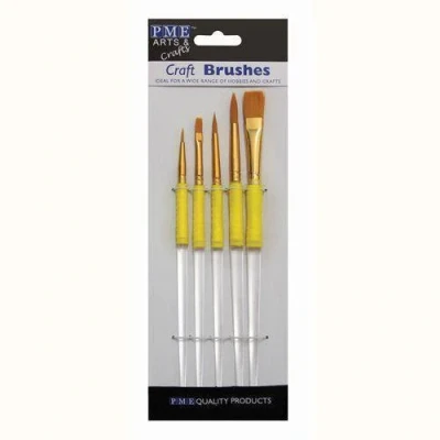 Image de PME CB1007 Lot de 5 Pinceaux, Nylon, Jaune, 10 x 3 20 cm