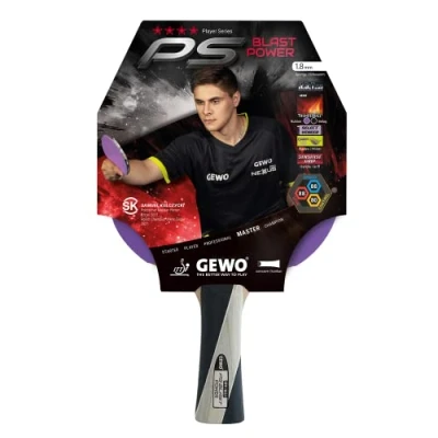 Image de GEWO PS Blast Power Raquette de Tennis Table Professionnelle approuvée ITTF avec revêtement Thunderball 2 contrôlé et propriétés Rotation élevées, concave, éponge 1,8 mm