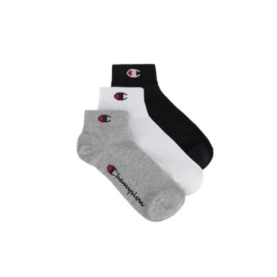 Image de Champion Unisex 3ER Packquarter Basic LOGO Chaussettes, Taille: 35 38, Schwarz weiß grau