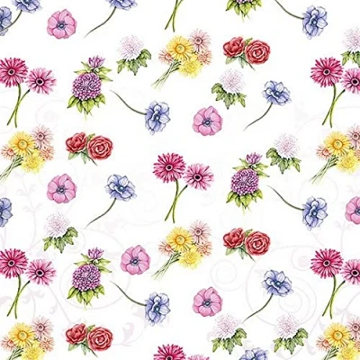 Image de Lot de 20 serviettes table colorées Motif fleurs 33 x cm