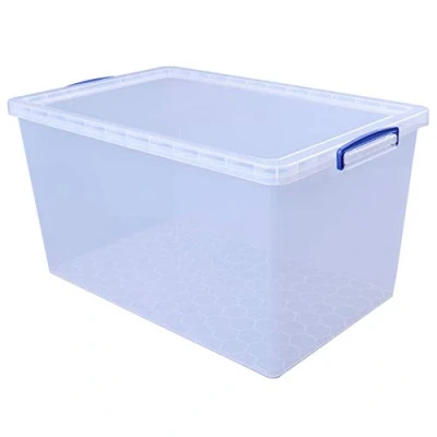 Image de Really Useful Box Lot de 3 boîtes Nestable 83 l avec couvercle 440 x 700 370 mm Transparent