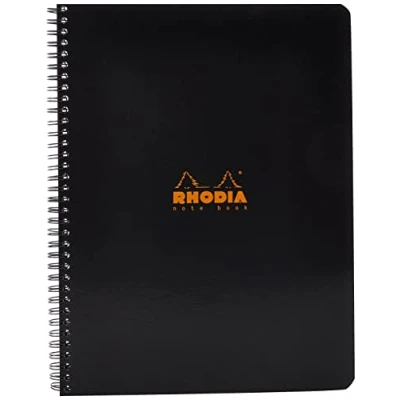 Image de RHODIA 193009C Cahier à Spirale (Reliure Intégrale) Notebook Noir A4+ 22,5 x 29,7 cm Petits Carreaux 160 p Détachables Papier Clairefontaine Blanc 80 g/m² Couverture Souple et Résistante