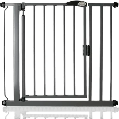 Image de Safetots Barrière de Sécurité à Pression Fermeture Automatique, 82.2cm 89.2cm, Gris Ardoise, d&#039;Escalier Automatique pour Bébé,